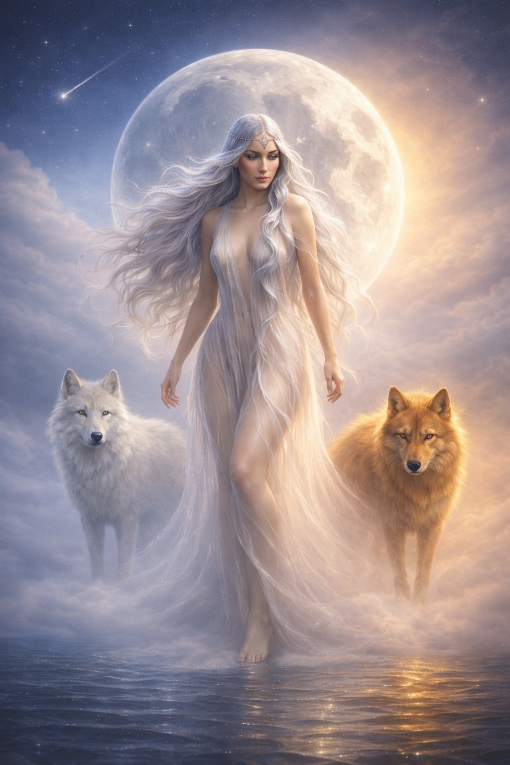 Atra Lumen tarot card – XVIII The Moon – original author deck artwork