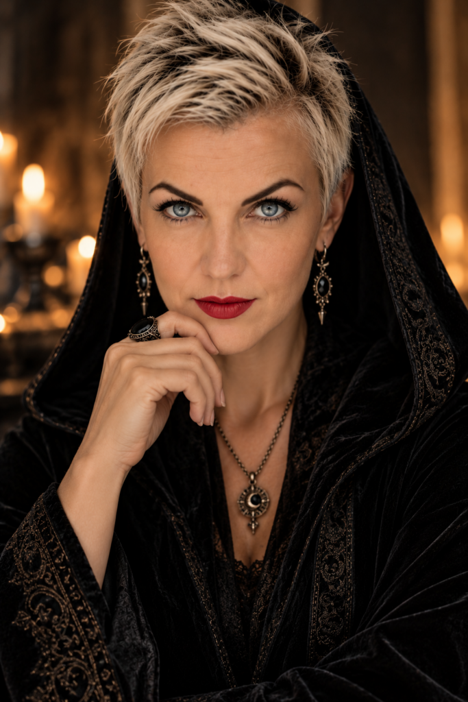 Retrato de Oksana SOUL, tarotista, practicante de magia y exorcista, fundadora de ATRASOLA